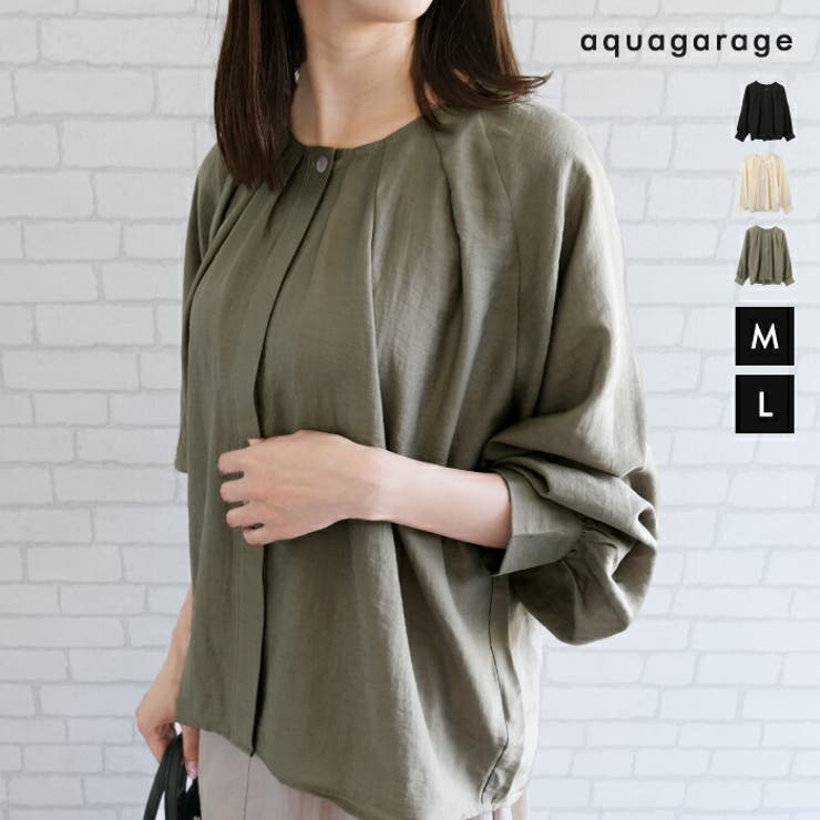 【10％OFFクーポン！3/26(木)1:59まで】aquagarage ラグランスリーブシェルボタンブラウス トップス