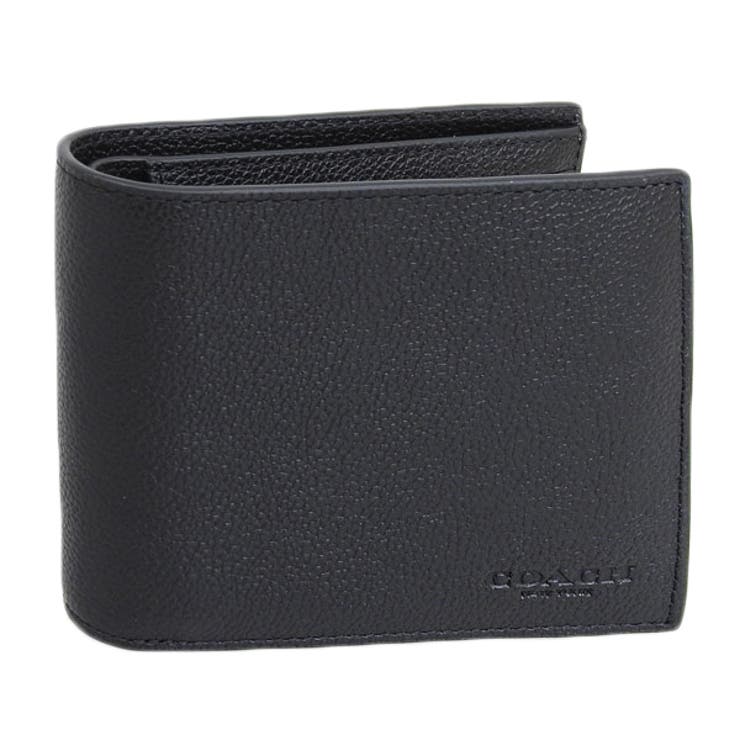 Riverall COACH コーチ 財布 メンズ 二つ折り財布 札入れ 小銭入れなし アウトレット レザー ブラック 3 IN 1 ウォレット SPORT CALF CR911BLK COACH 財布
