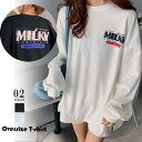 【5/15限定 15%OFFクーポン】Miniministore Tシャツ レディーストップス 長袖 カットソー 体型カバー プリント カジュアル 韓国 ゆった...
