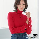 【8/11まで5%OFFクーポン】aquagarage 袖口ボタンタートルネックリブニットトップス レディース ハイネック 細身 タイト トップス