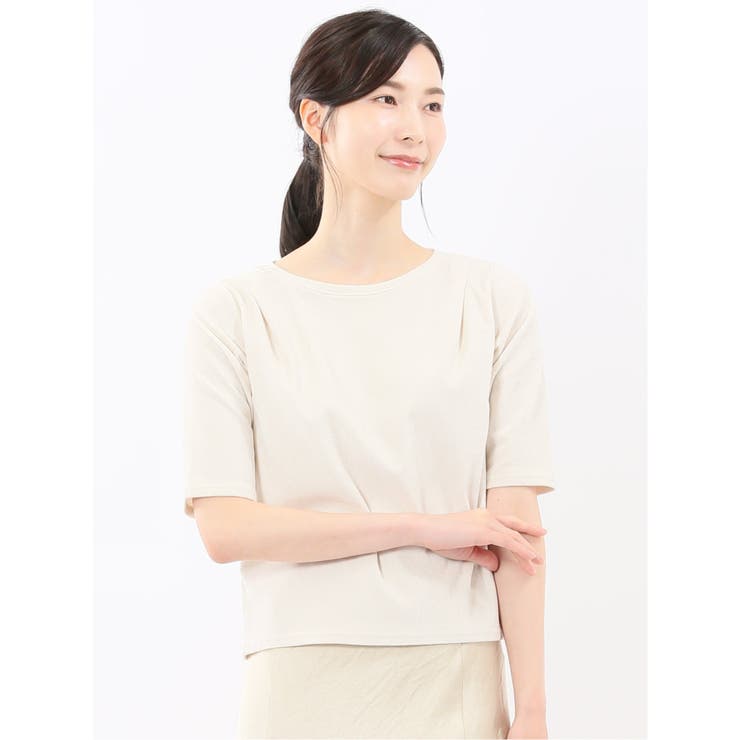 TAKA-Q WOMEN クラッシュベロア 半袖プルオーバー トップス