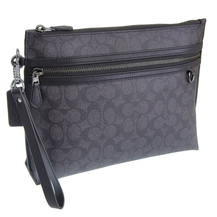 【10％OFFクーポン！1/16(金)1:59まで】Riverall COACH コーチ バッグ メンズ クラッチバッグ アウトレット チャコール キャリーオール シグネチャー キャンバス CY985QBMI5 COACH バッグ・鞄