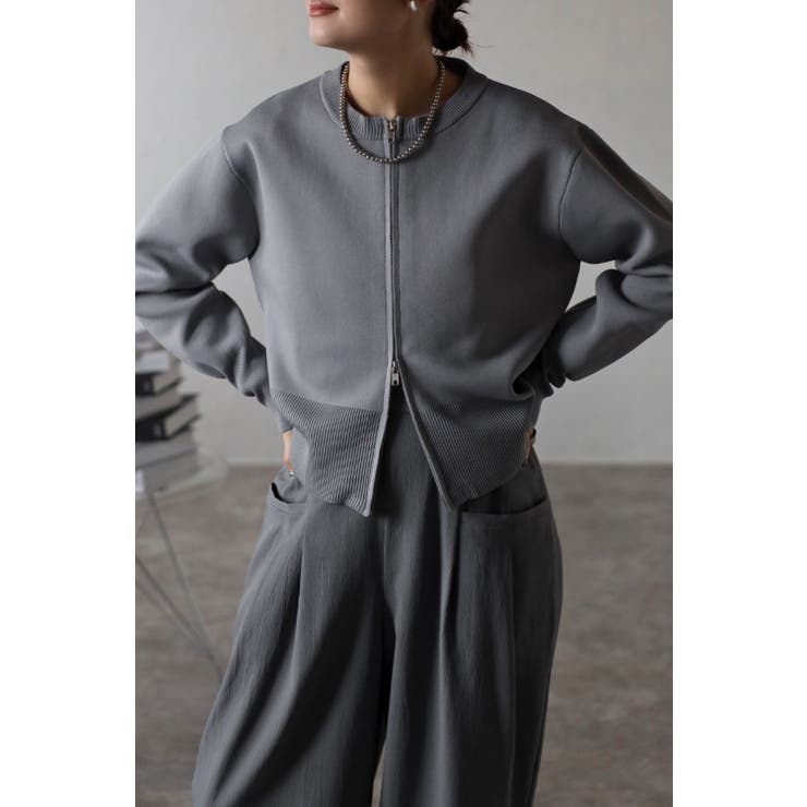 【10％OFFクーポン！11/27(木)1:59まで】BONJOUR SAGAN スウェットライクダブルジップカーディガン 77-003561 トップス