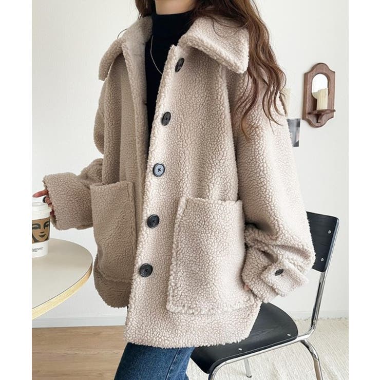 【10％OFFクーポン！12/11(木)1:59まで】Classical Elf 《JaVaジャバコラボ》纏う大人ボアが包み込む♪ボアショートブルゾン アウター(コート・ジャケットなど)