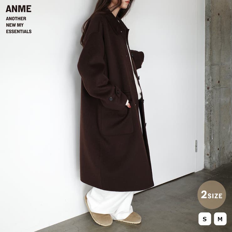 【10％OFFクーポン！11/27(木)1:59まで】andme ANME アンメ ウールコート リバー ステンカラー ロング コート レディース リバーコート ロングコート アウター オーバーサイズ 体型カバー ゆったり ポケット ダブルフェイス ウー