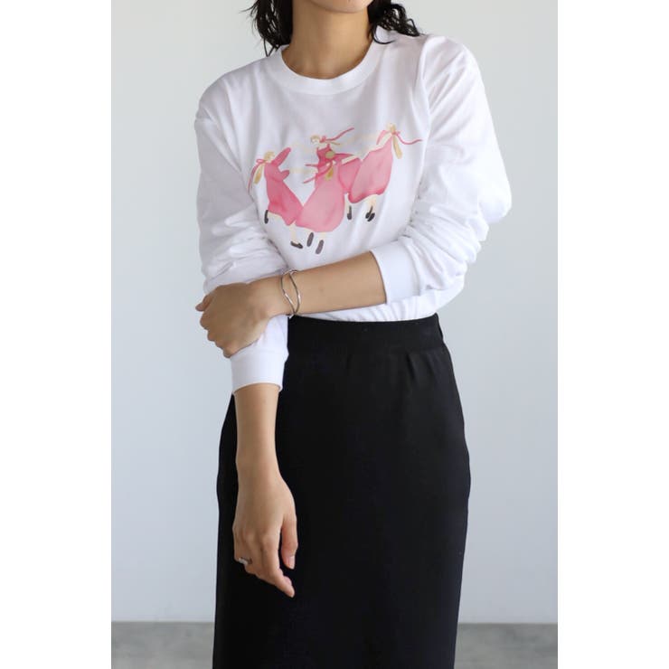 BONJOUR SAGAN 【pink ribbon donation】 long sleeve tee (ribbon girls) 88-004498 トップス