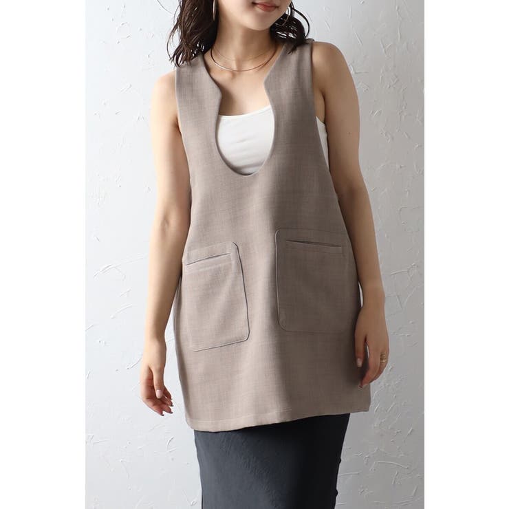 BONJOUR SAGAN ウェーブネックチュニックベスト 77-003839 トップス