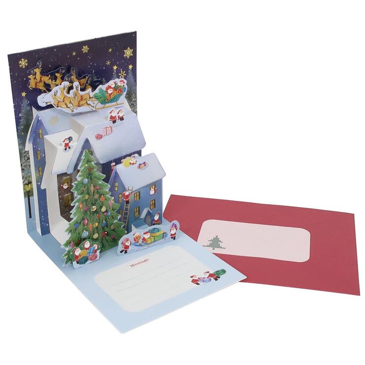 cinemacollection ミニサンタ クリスマスカード ポップアップカード 立体 125019 APJ 封筒付きグリーティングカード Xmas グッズ 文房具
