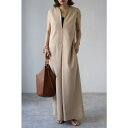 BONJOUR SAGAN オールインワン パンツ Vネック ロング レディース 春 夏 秋 冬 きれいめ レイヤード 大きいサイズ 軽量 軽い フリー ベージュ 黒 ブラック BONJOUR SAGAN ボンジュールサガン ディープVネックオールインワ