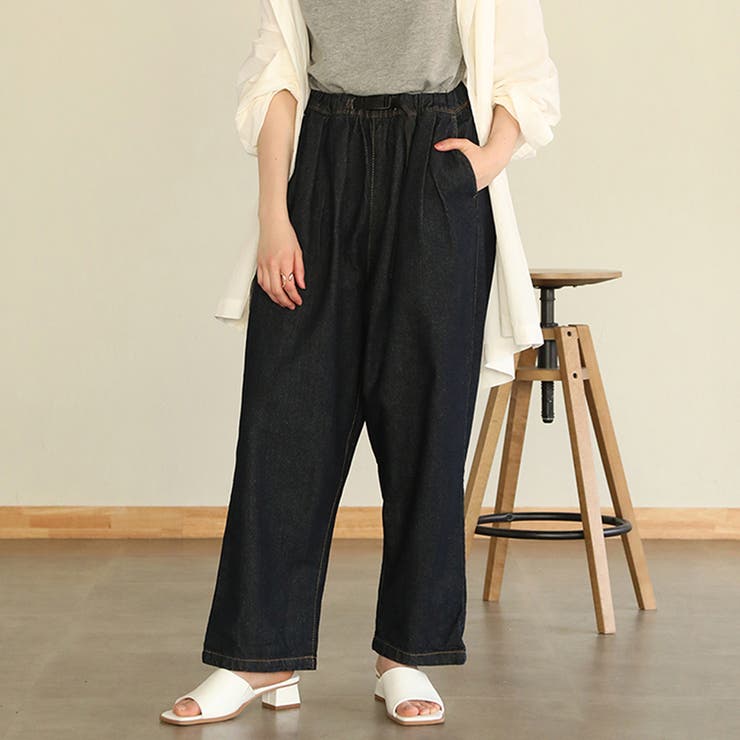 【ポイント2倍＆クーポン！3/11(水) 1:59まで】Fashion Letter aity アイティ バックルバルーンデニムパンツ ワイドパンツ レディース 大きいサイズ フレア デニムパンツ パンツ ジーンズ ボトムス ゆったり ワイド 体型カ