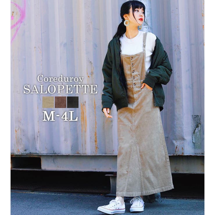 【10％OFFクーポン！11/27(木)1:59まで】Fashion Letter Fashion Letter ファッションレター コーデュロイ サロペット オーバーオール サスペンダー キャミワンピース オールインワン ワンピース ジャンパースカート