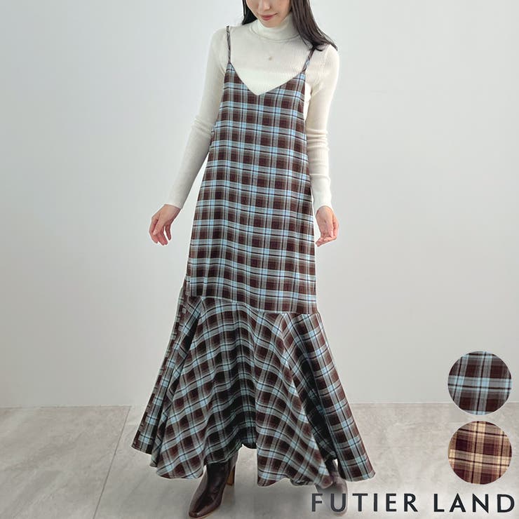 futier land 秋ムード高まる。チェックキャミOP ワンピース・ドレス