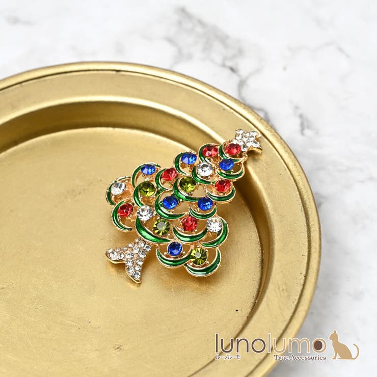 lunolumo クリスマス ブローチ クリスマスツリー もみの木 カラフルキラキラ 可愛い プレゼント 贈り物 BR アクセサリー