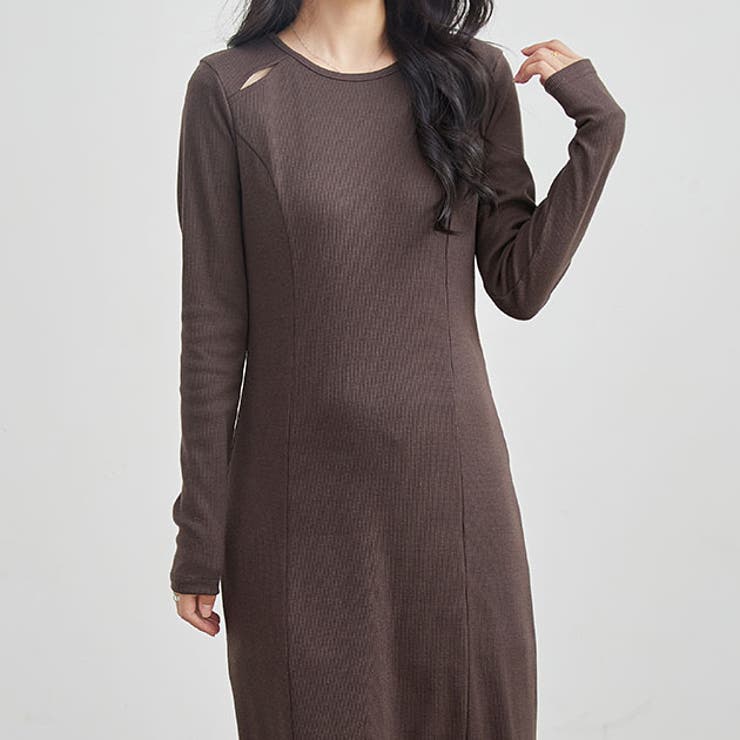 【10％OFFクーポン！11/27(木)1:59まで】レースレディース カットアウト バック スリット マキシ丈 ワンピース 女性 レディース トップス スカート オーインワン 春 秋 冬 長袖 単色 無地 ロング カジュアル きれいめ 上品 大人 スリ