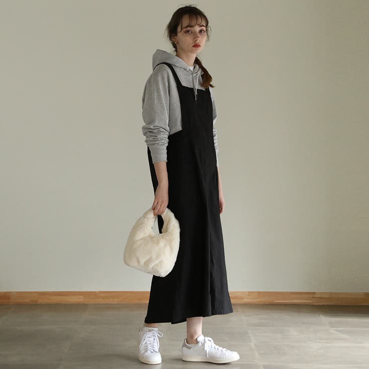 【10％OFFクーポン！11/27(木)1:59まで】Fashion Letter aity アイティ ツイルエプロンサロペットスカート サロペットスカート ツイル素材 エプロンスカート レディース 重ね着 こなれ感 おしゃれ かわいい シンプル カジュ