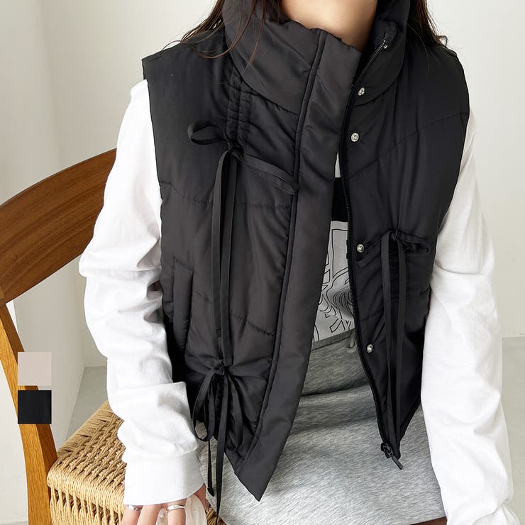 GeeRA リボンフェイクダウンベスト トップス