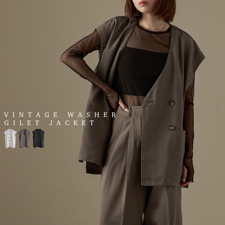 【10％OFFクーポン！4/27(月)9:59まで】Fashion Letter Fashion Letter ファッションレター SET UP可能 フレンチスリーブ サマージャケット ベスト ジレ セットアップ オールインワン ジャケット レディース