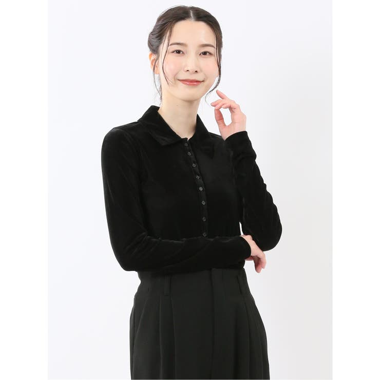 【10％OFFクーポン！11/27(木)1:59まで】TAKA-Q WOMEN イノウェーブ/INNOWAVE シアーベロア 長袖シャツ トップス
