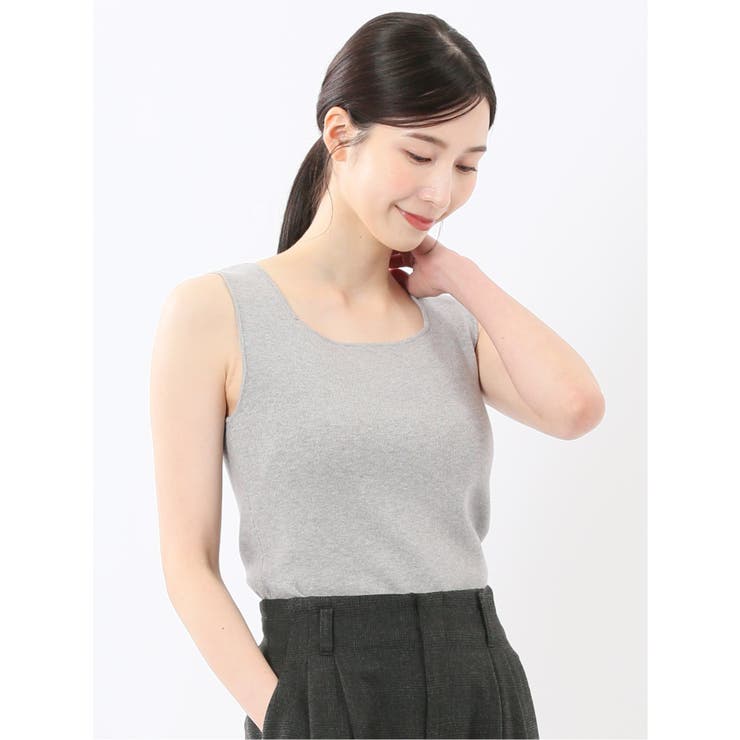 TAKA-Q WOMEN ハンドウォッシャブル 前後2WAY ニットタンク トップス