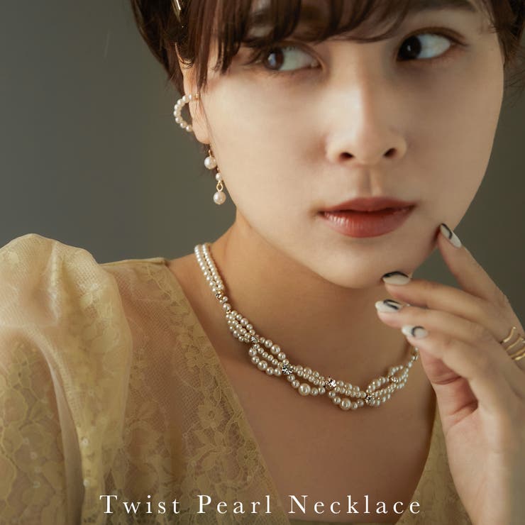 【10％OFFクーポン！3/26(木)1:59まで】Fashion Letter niana ニアナ パーティー アクセサリー ネックレス 日本製 パール チョーカー シンプル ビジュー イミテーションパール おしゃれ 大きめ ドレス ワンピース 結婚式