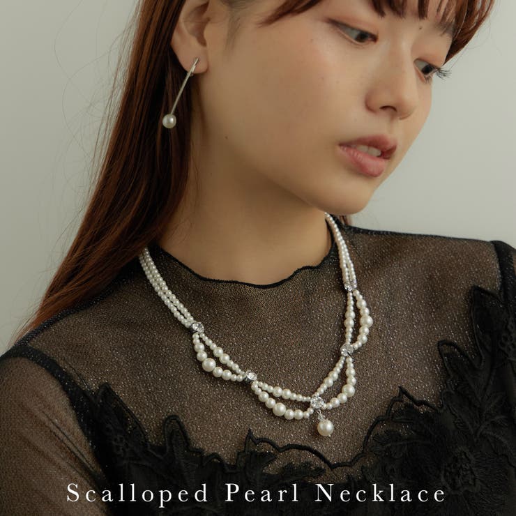 Fashion Letter niana ニアナ ネックレス レディース パール 結婚式 アクセサリー チョーカー リボン ボリューム 大粒パール 小粒パール ゴージャス ジュエリー シルバー パーティー 大人 フォーマル 二次会 成人式 謝恩会 お呼ば