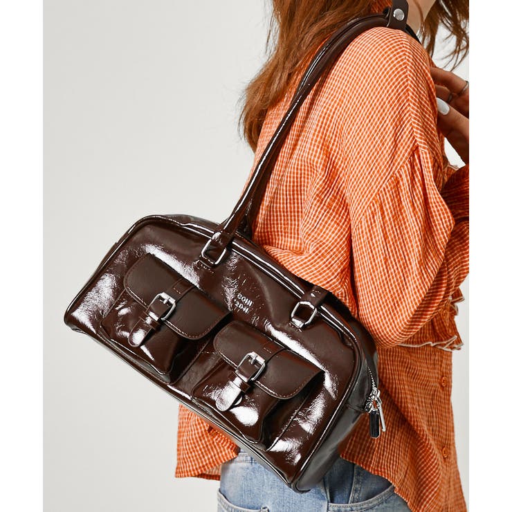 【10％OFFクーポン！2/10(火)1:59まで】GORGE 《フェイクレザー×2ポケット》レディース ハンドバッグ ダブルポケット モード 春夏秋冬 バッグ・鞄