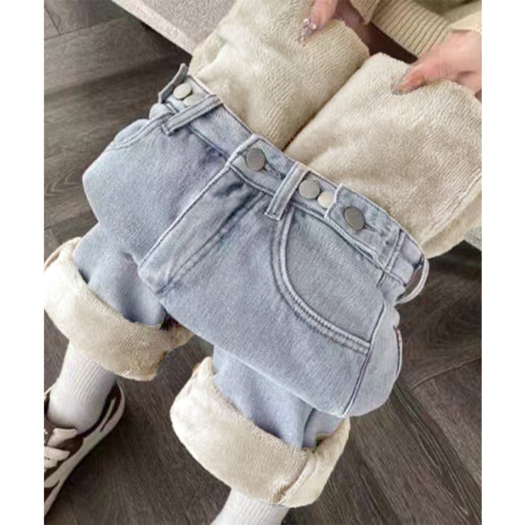 SUNSHINE CLOSET 裏起毛デニムパンツウエスト調節ボタン付き パンツ・ズボン