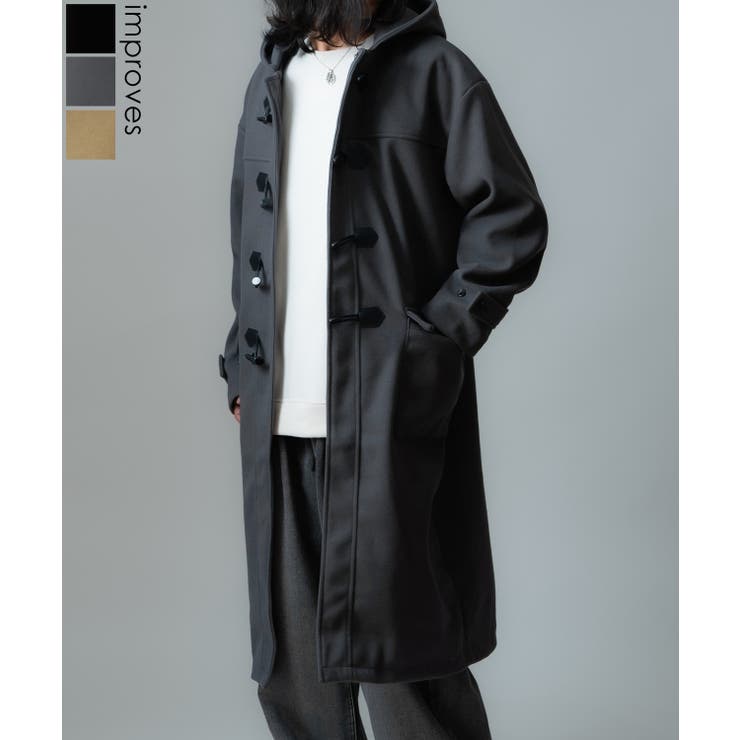improves コート メンズ ウールライク ステンカラーコート ロングコート 大きめ モード きれいめ クラシカル カジュアル シンプル オーセンティック 古着MIX 韓国 アウター(コート・ジャケットなど)