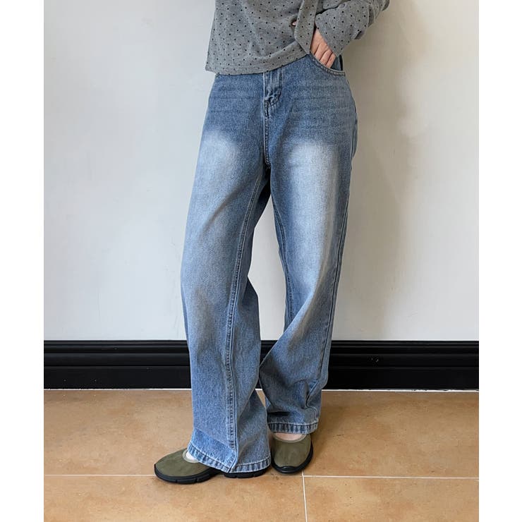 [10 % OFF 쿠폰! 6/11 (목) 1:59까지] by muni : r [착용 동영상 있음!] 루즈핏 워싱 데님 바지 / 2025 AW COLLECTION 바지 바지