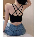 【5/15限定 15%OFFクーポン】ブラ カップ入り ブラキャミ レディース バックレースアップ Vネック ヨガ トップス インナー 韓国 韓国ファッション