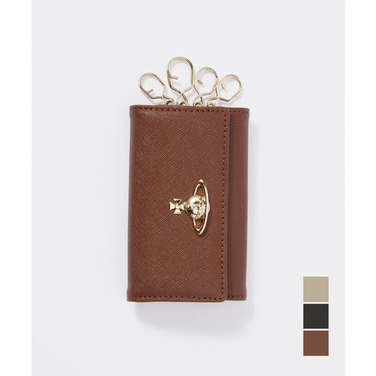 【10％OFFクーポン！1/29(木)1:59まで】U-STREAM ヴィヴィアンウェストウッド キーケース Vivienne Westwood 51020001 L001N SAFFIANO KEY CASE レディース ファッション小物 ブラウン ブ