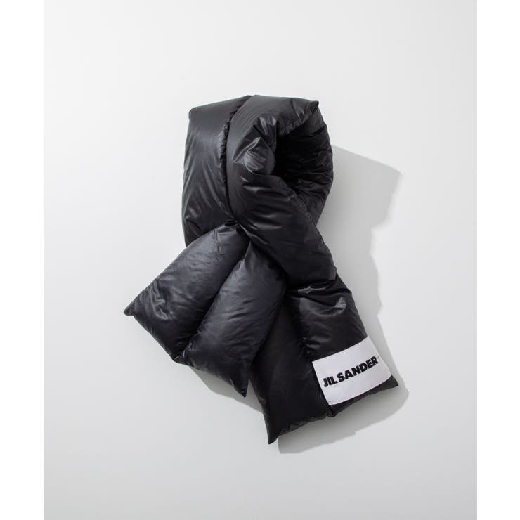 U-STREAM ジルサンダー プラス JIL SANDER+ J47TE0111 J70122 スカーフ メンズ マフラー ダウンスカーフ DOWN SCARF ブランドロゴラベル 秋冬 防寒 暖かい ブラック 小物