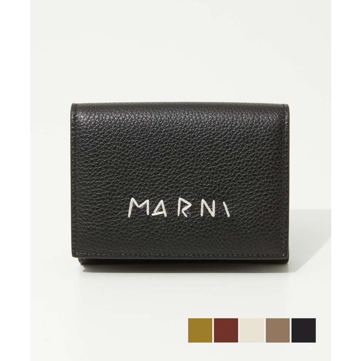 U-STREAM マルニ MARNI PFMI0097U0 P6533 三つ折り財布 TRIFOLD メンズ メンディング刺繍 ミニ財布 ロゴ レザー 小銭入れ コンパクトウォレット 財布