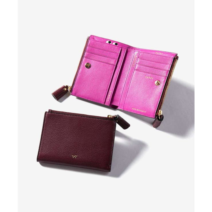 【10％OFFクーポン！11/27(木)1:59まで】U-STREAM アニヤ ハインドマーチ ANYA HINDMARCH Small Double Zip Wallet Peeping Eyes in Shiny Capra Perrier スモール