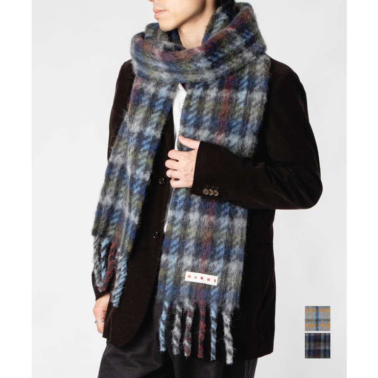U-STREAM マルニ MARNI SCARF スカーフ SCZC0077Y0 UAW050 マフラー チェック モヘヤ メンズ 小物