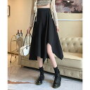 【10%OFFクーポン 9/9 23:59まで】アシンメトリー スカート Aライン 韓国 レディース ハイウエスト フレア プリーツスカート 膝下丈 レトロ おしゃれ 大人可愛い デート服 カジュアル 春夏秋