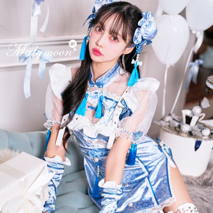 【10％OFFクーポン！11/27(木)1:59まで】Malymoon 【中村里砂着用】ラッピングハートホワイトバニーメイド《ハロウィンコスプレ6点セット》【Malymoon/マリームーン】【9902-2】 コスチューム