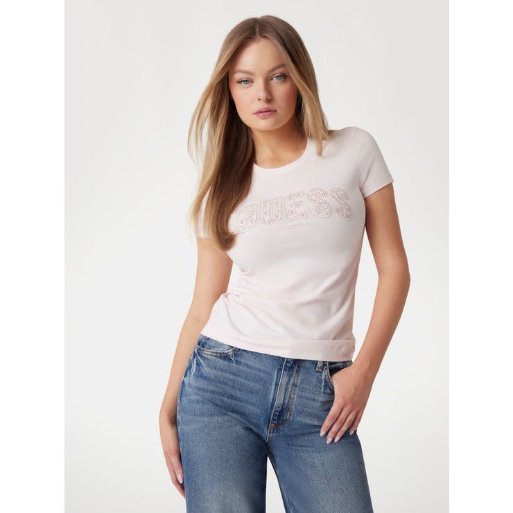 GUESS【WOMEN】 [GUESS] CN Ss Logo Lace Tee 半袖Tシャツ レディース トップス