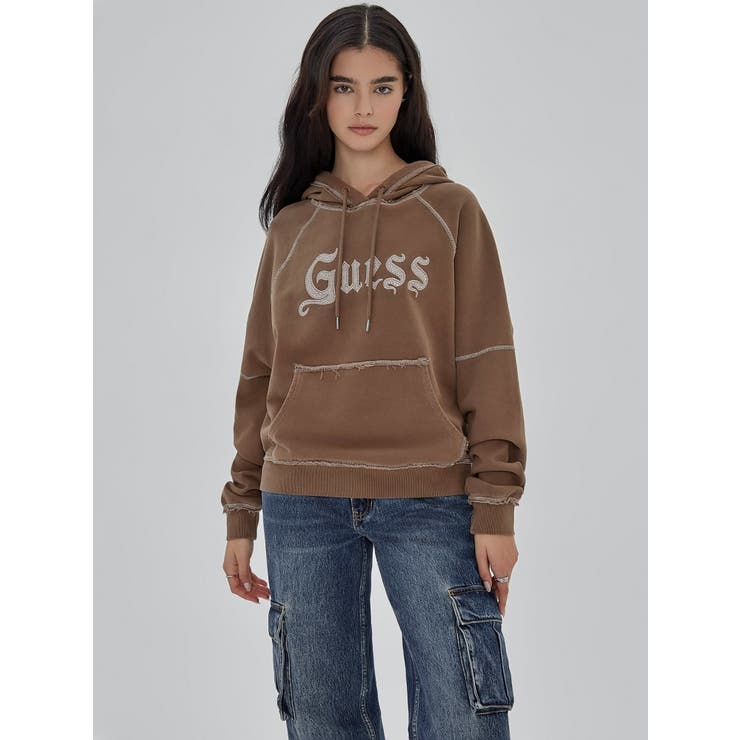 GUESS【WOMEN】 [GUESS] GUESS Originals Stud Contrast Hoodie パーカー トップス