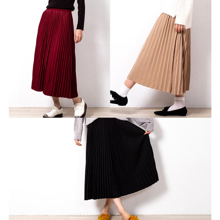 【20％OFFクーポン！9/23(水)限定】ラメプリーツロングスカート レディース ボトムス スカート ロングスカート プリーツスカート 無地 きれいめ オフィスカジュアルフレアスカート ウエストゴム 秋 冬 暖かい shoplistselect-10068739 SHOPLIST サンプル画像3