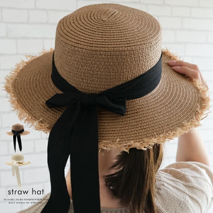 【10％OFFクーポン！2/10(火)1:59まで】aquagarage リボンが可愛さをアップさせてくれるシンプルリボンカンカン帽 帽子