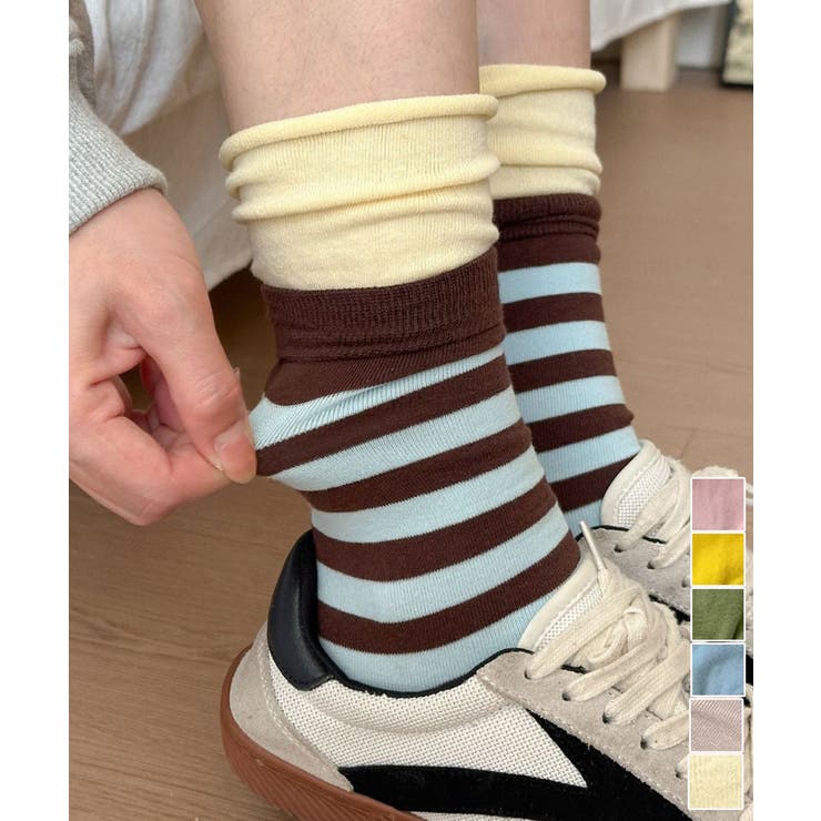Miniministore カラーボーダー ソックス 可愛い 靴下 インナー・下着