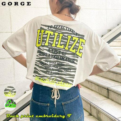 GORGE バックプリント刺しゅうTシャツ トップス GORGE バックプリント刺しゅうTシャツ トップス