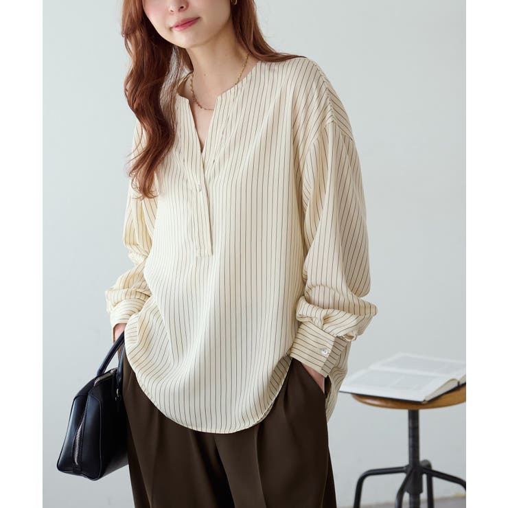 PAL GROUP OUTLET 【Discoat】キレイメ釦使いスキッパーブラウス トップス