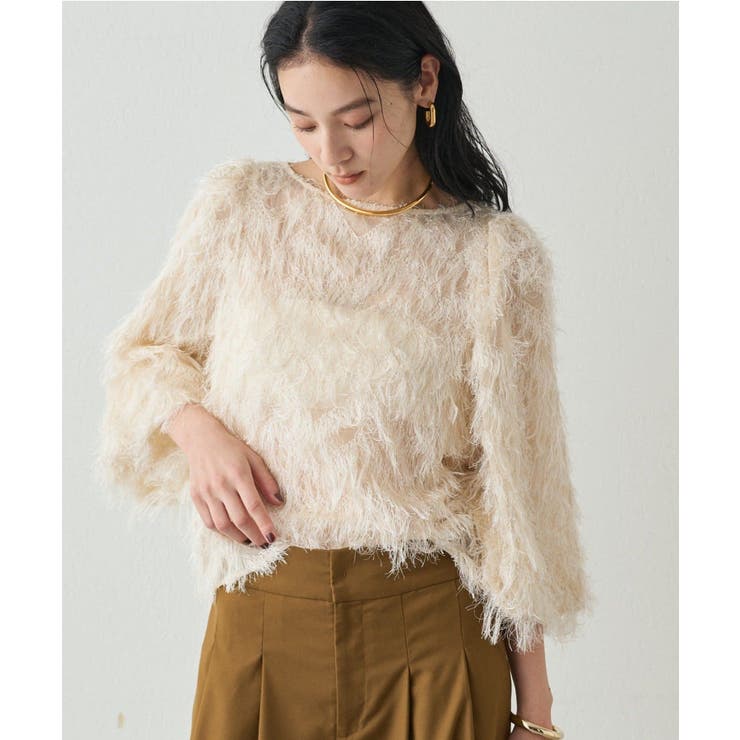 【20％OFFクーポン！1/15(木)限定！】PAL GROUP OUTLET 【Loungedress】ジャガードフェザーBL トップス