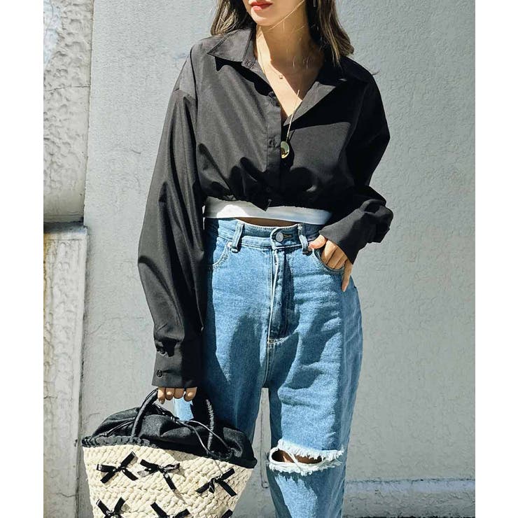 【10％OFFクーポン！9/11(金)1:59まで】BUYSENSE ショートリボンシャツ esutoreja シャツ レディース トレンド トップス shoplistselect-10421284 SHOPLIST サンプル画像2