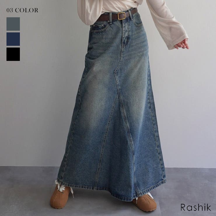 【10％OFFクーポン！11/27(木)1:59まで】BUYSENSE AラインフレアデニムスカートRashik スカート 大人カジュアル スタイルアップ レディース スカート