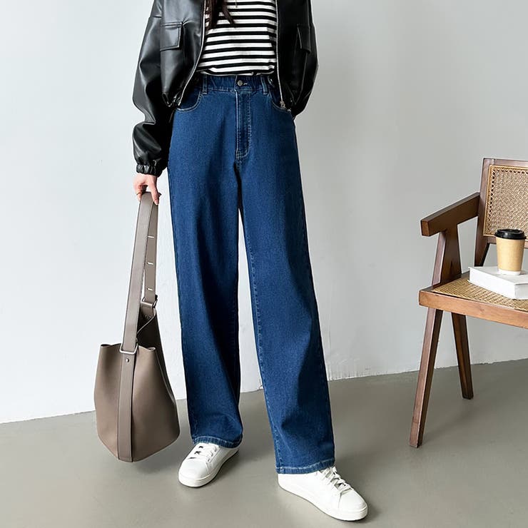 COCOMOMO 新色登場！楽革命デニム 疲れないストレッチデニム ウエスト調整ボタン付き デニムパンツ ストレッチ レディース デニム パンツ ストレートデニム ボトムス ワイドパンツ 低身長 高身長 ウエストゴム 大きいサイズ 春 夏 秋 冬 韓国