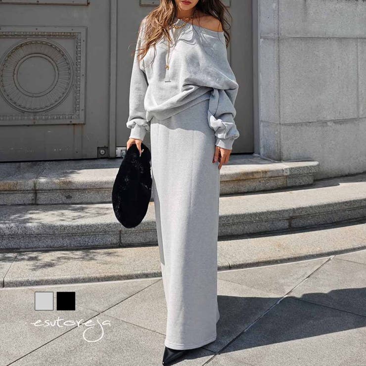 【10％OFFクーポン！12/11(木)1:59まで】BUYSENSE スウェットスカートセットアップesutoreja セットアップ スタイルアップ レディース トレンド アウター(コート・ジャケットなど)