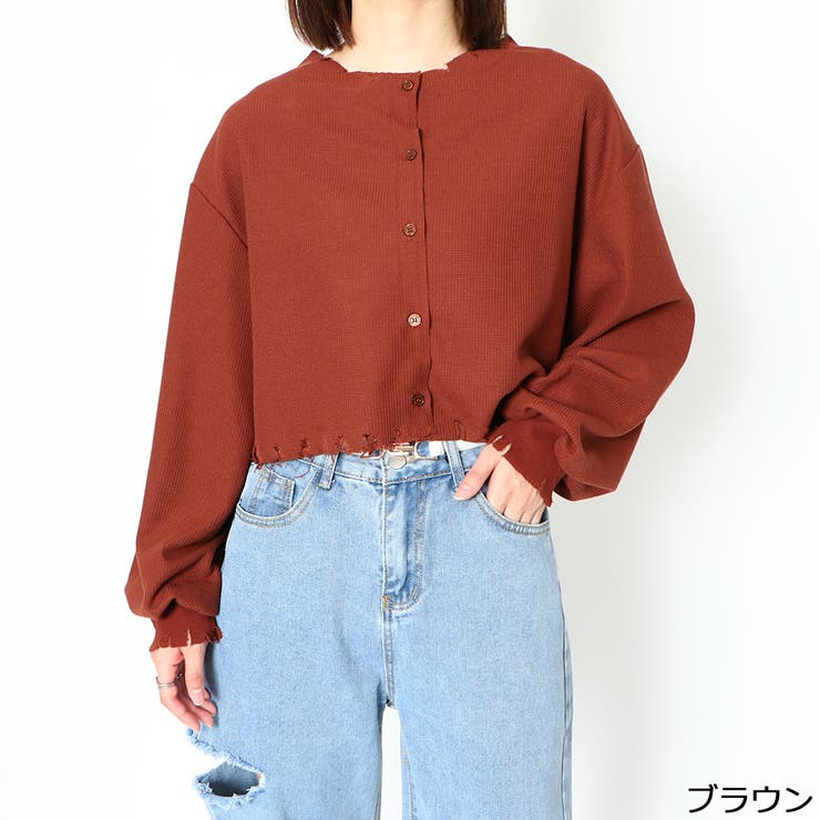 GORGE ダメージクルーカーディガン トップス